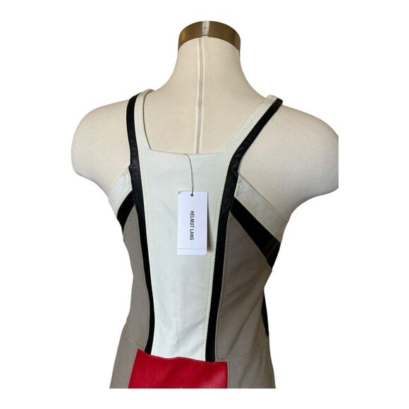 Helmet Lang Women’s Colorblock Sheath Dress Canvas Leather NWT Sz 4 RV $795 - Picture 5 of 8